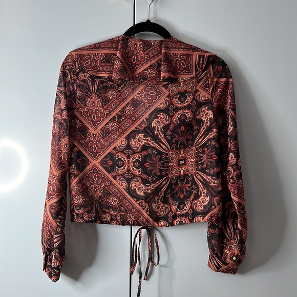 Sheer Chiffon Ruffle V-Neck Blouse - US Size 8 - Picture 2 of 2